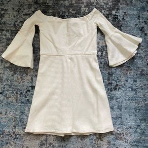 NWOT White Bardot Ribbed Dress